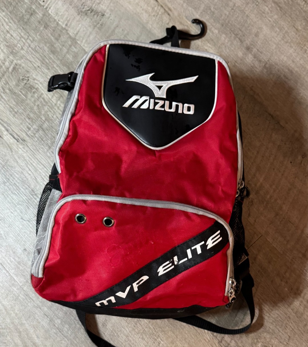 Mizuno MVP Elite Baseball Softball Backpack Bag Red Black Gray
